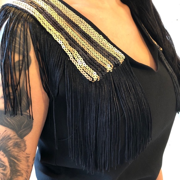 One piece black suit pant leg w fringes NWT - Picture 2 of 8